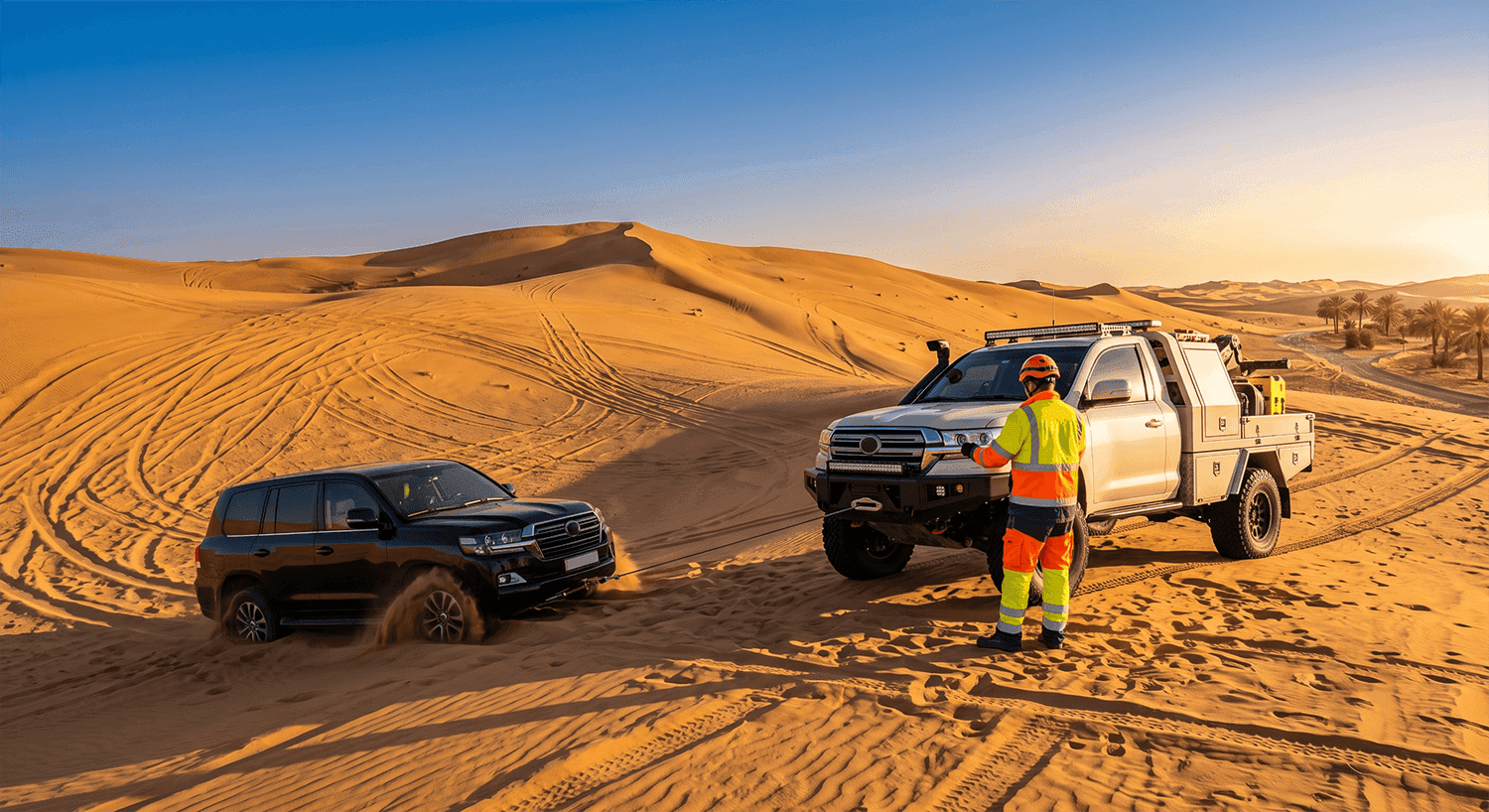 Winch recovery for stranded SUV